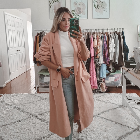 Zara Jackets & Blazers - Zara pink wool blend oversized long coat